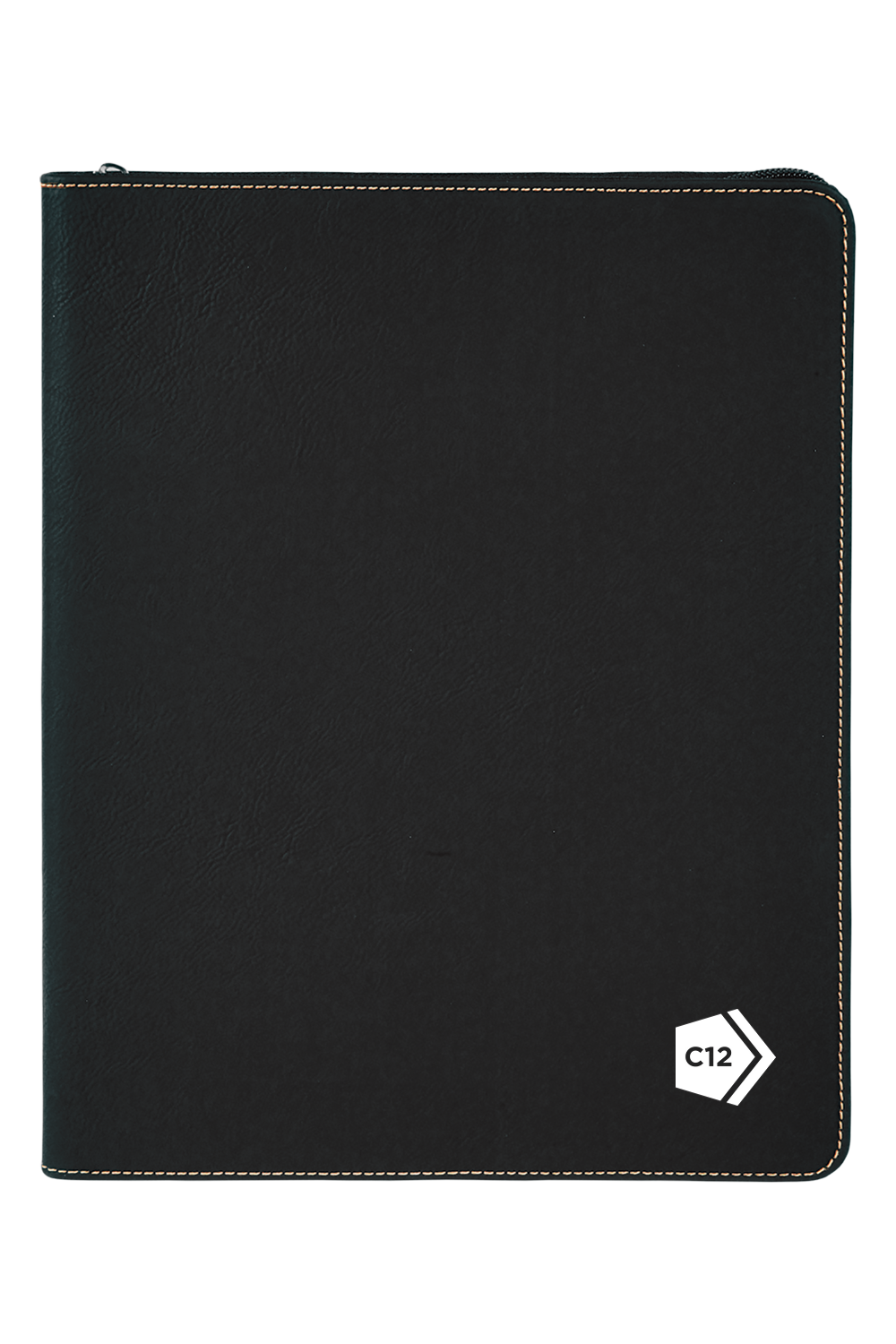 9 1/2" x 12" Laserable Leatherette Portfolio w/ Zipper and Notepad