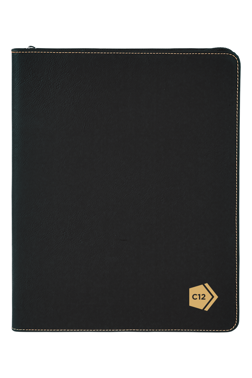 9 1/2" x 12" Laserable Leatherette Portfolio w/ Zipper and Notepad